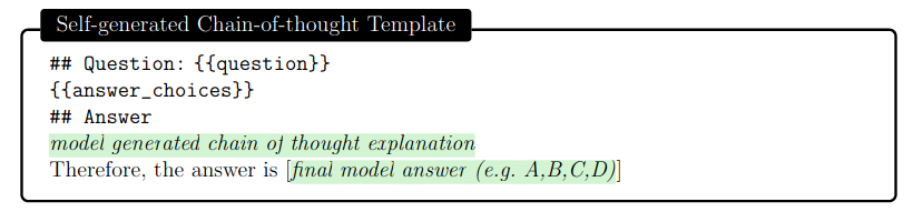 Шаблон промпта, используемый для побуждения базовой модели к генерации цепочек объяснений - генерация синтетических примеров CoT